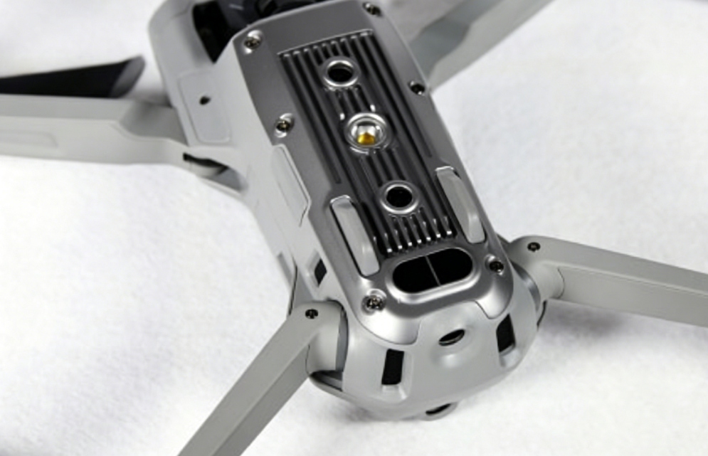 Peças estruturais para drones usinadas com precisão em CNC, em alumínio e aço inoxidável.