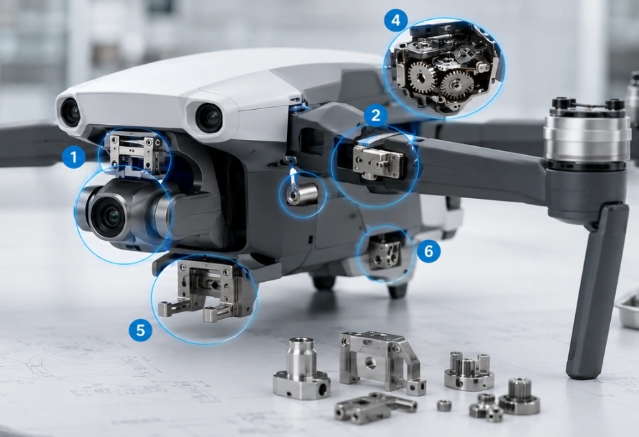 Leichte CNC-gefräste Aluminium-UAV-Bauteile mit präziser Toleranz von 0,01 mm