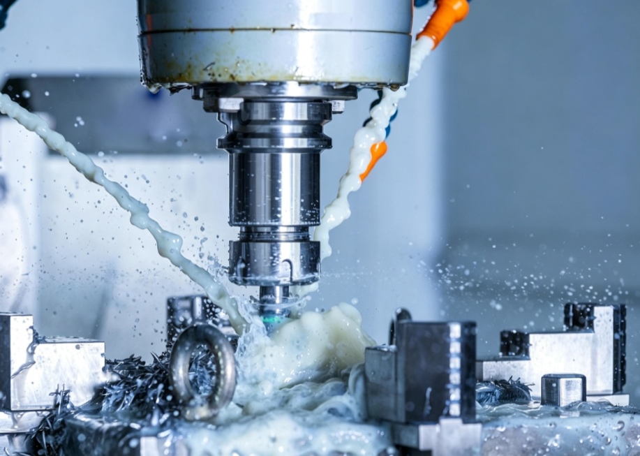 Usinagem CNC de precisão com oficina de temperatura controlada e sistema de refrigeração.