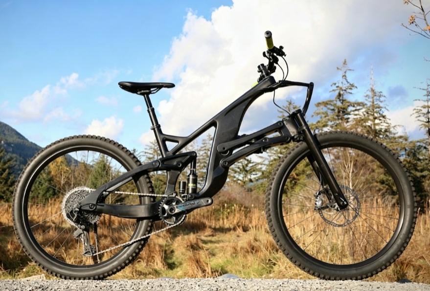 Componenti robusti in alluminio lavorato a CNC per telai di E-MTB moderne.