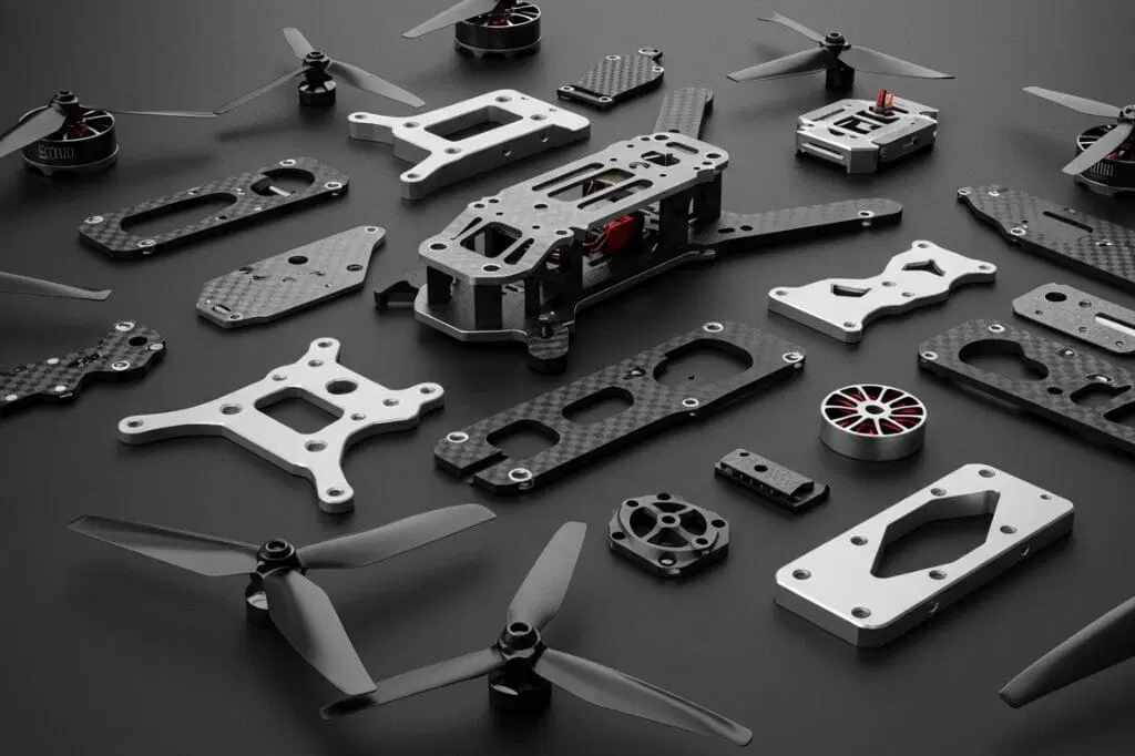 La lavorazione a cinque assi migliora la precisione, il peso e il tempo di ciclo del telaio del drone.