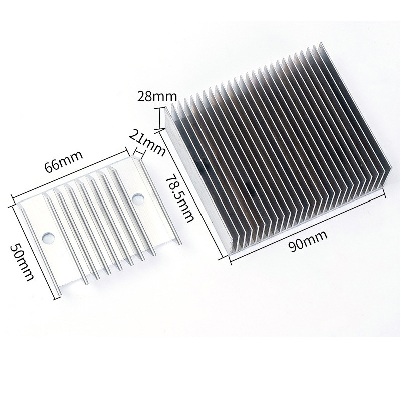 Aluminum heat sink with precision mounting holes and mm dimensions