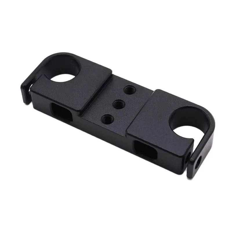 Black Anodized Aluminum CNC Part Threaded Holes Detail