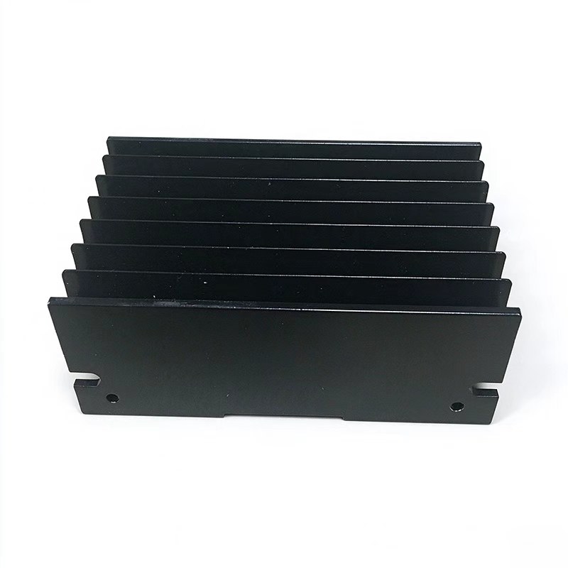 Black anodized aluminum heat sink shown in side fin profile