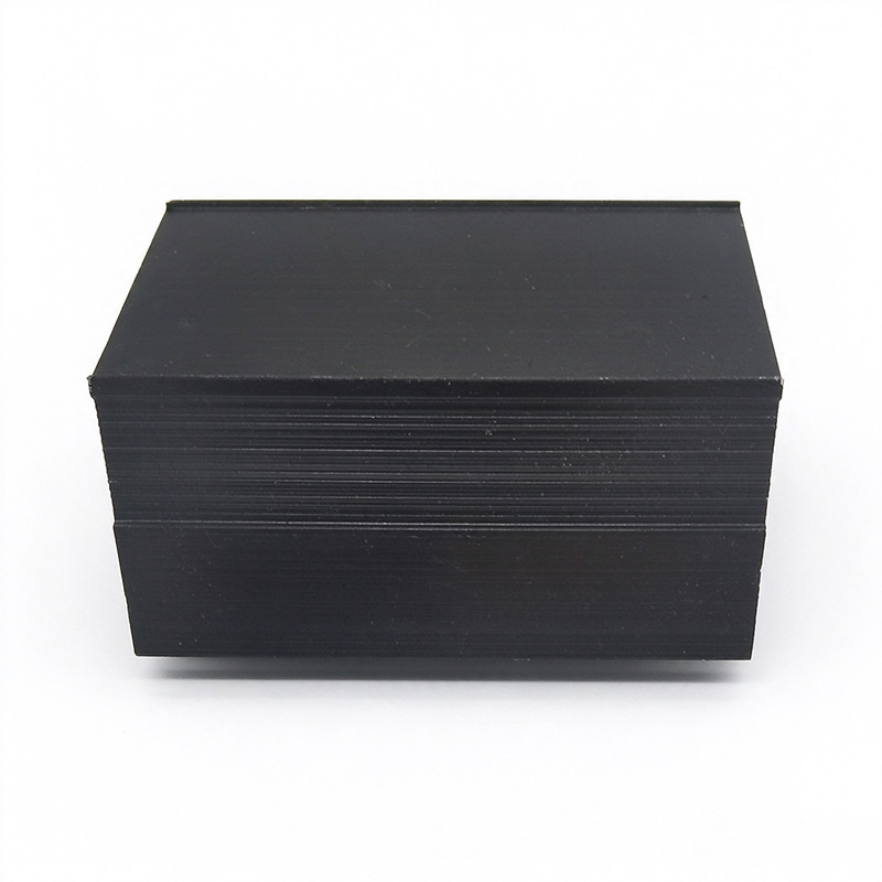 Black finned aluminum enclosure box electronics housing