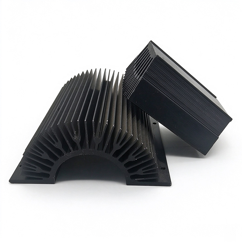 Clamp-on aluminum heat sink designed for pipe and tube mounting
