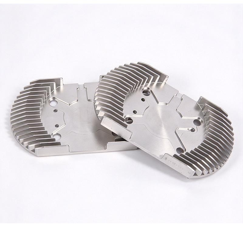 Custom aluminum heat sink fin pair machined from 6063 aluminum