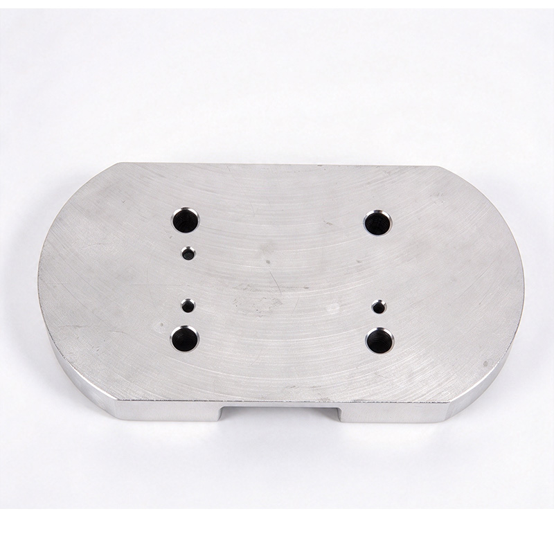 Flat aluminum heat sink base with threaded mounting holes and pin holes