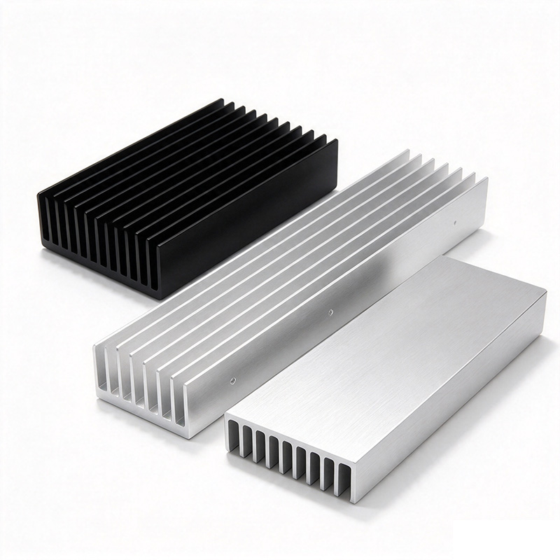 Standard aluminum heat sink profiles with black and natural finish options